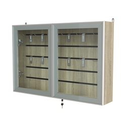 Витрина настенная №3-2Б широкая со встроенной подсветкой  серии Collecto, Дуб Сонома