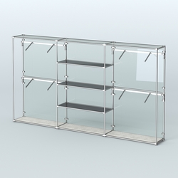 Торговая система ХРОМ (задняя стенка - стекло) 3600 мм с тонированными полками и поручнями №5, Метрополитан Грей