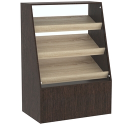 Торговый прилавок для выпечки с тремя наклонными полками под экраны серии BAKERY №2, Дуб Венге и Дуб Сонома