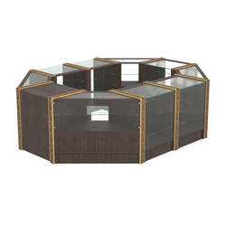 Торговый островок с прозрачными полками и молдингами №2 (4,72 кв.м), Дуб Венге