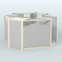 Торговый островок в стиле ЛОФТ с прозрачными фасадами №3 (4,72 кв.м), Серый + Крем Вайс