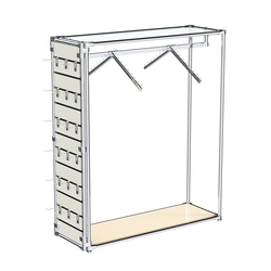 Хромированный стенд-вешало ETD-12 №1-1 (торец-ЭП) с полкой стекло 6мм (прозрачное), Крем Вайс
