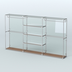 Торговая система ХРОМ (задняя стенка - стекло) 3600 мм с зеркальными полками и поручнями №2, Орех