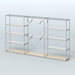 Торговая система ХРОМ без ДСП 3600 мм с зеркальными полками и поручнями №6, Дуб Сонома