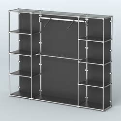 Торговая система ХРОМ (задняя стенка - ДСП) 2430 мм с полками ДСП и поручнями №11, Черный
