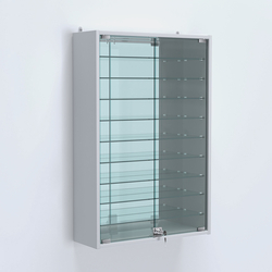 Витрина настенная №202-6А высокая зеркальная с узкими полками, Серый