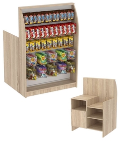 Торговый кассовый прилавок импульсных покупок высокий с широкой экономпанелью Импульс №2-4-900, Дуб сонома