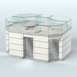 Торговый островок GOLD с зеркальным фасадом №1-1 (3,13 кв.м), Метрополитан Грей + Белый