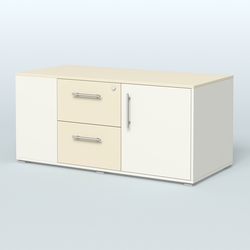Тумба двусторонняя с отсеком и двумя открытыми полками Платинум Персонал, Белый + Крем Вайс