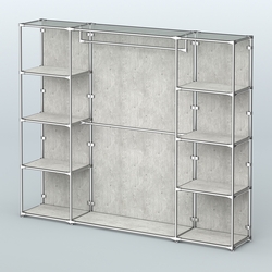 Торговая система ХРОМ (задняя стенка - ДСП) 2430 мм с полками ДСП и поручнями №3, Метрополитан Грей