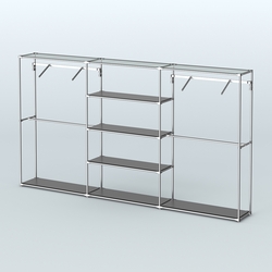 Торговая система ХРОМ без ДСП 3600 мм с полками ДСП и поручнями №10, Черный