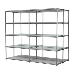 Хромированное вешало ПЛАТФОРМА №4-4 с зеркальными полками 4мм, Серый