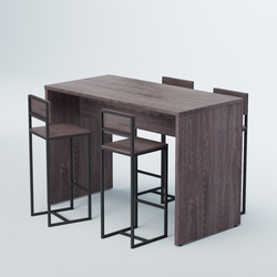 Комплект барный стол "Кофе-брейк" №1 и стулья, Ясень Анкор темный