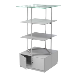 Торговые стенды Экспозиция с полками и тумбами №3 (с двумя полками ДСП 16мм), Серый