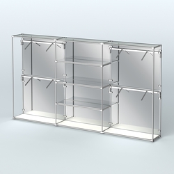 Торговая система ХРОМ (задняя стенка - зеркало) 3600 мм с зеркальными полками и поручнями №5, Белый