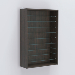 Витрина настенная №202-5Г открытая с девятью полками, Дуб Венге