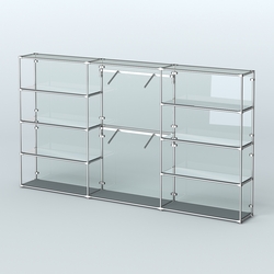 Торговая система ХРОМ (задняя стенка - стекло) 3600 мм с зеркальными полками и поручнями №6, Темно-Серый