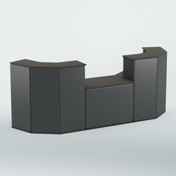 Ресепшен со столом БАРХАТ СЕРЫЙ ПЕРЛАМУТР №3 (ровная поверхность), Черный + Экокожа черная