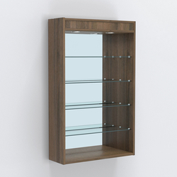 Витрина настенная №202-4Г высокая зеркальная с подсветкой, Орех