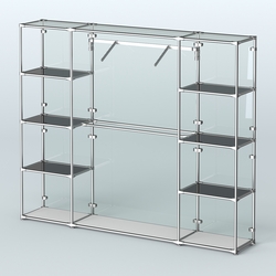 Торговая система ХРОМ (задняя стенка - стекло) 2430 мм с тонированными полками и поручнями №11, Серый