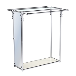 Хромированный стенд-вешало с усиленными поручнями и зеркальным торцом ZTD-11 №1-1 и полкой стекло 6 мм, Белый