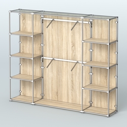 Торговая система ХРОМ (задняя стенка - ДСП) 2430 мм с полками ДСП и поручнями №7, Дуб Сонома