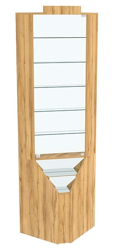 Витрина серии Эталон угловая №3-2 (Внутренний угол, задняя стенка - стекло), Дуб Золотистый