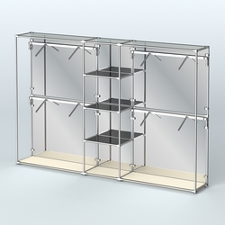 Торговая система ХРОМ (задняя стенка - зеркало) 3030 мм с тонированными полками и поручнями №8, Крем Вайс