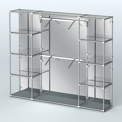 Торговая система ХРОМ (задняя стенка - зеркало) 3600 мм с зеркальными полками и поручнями №7, Темно-Серый