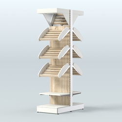 Стеллаж для хлеба островной узкий с зеркальным фризом СХОВФ-04, Белый + Дуб Сонома