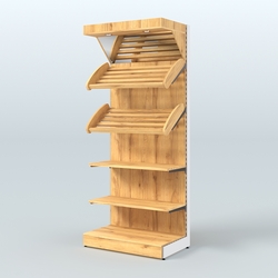 Стеллаж для хлеба и выпечки с полками - корзинами и фризом Феникс №12Ф, Дуб Золотистый