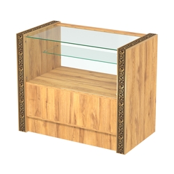 Недорогой прилавок с одной узкой полкой и декоративными молдингами №ПДМ-3-900, Дуб Золотистый