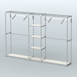 Торговая система ХРОМ без ДСП 3030 мм с полками ДСП и поручнями №12, Белый