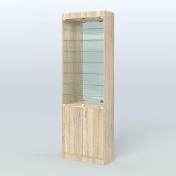 Витрина из ДСП с дверками и узкими полками для аптеки №6-300-3, Дуб Сонома