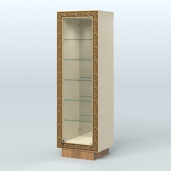 Низкая витрина с декором и пятью прозрачными полками НБА-503, Крем Вайс + Орех