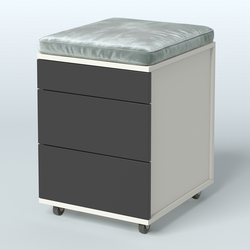 Тумба мобильная 2 ящика + 1 ящик-лоток с подушкой Фламинго, цвет белый + акация + бежевый, Белый и Черный