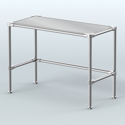 Стол средний D-42 с полкой зеркало 4мм, Метрополитан Грей