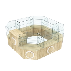 Торговый стеклянный островок с накладками серии КРУГ №2 (7,62 кв.м), Дуб сонома