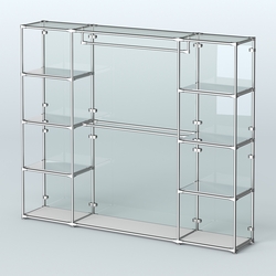 Торговая система ХРОМ (задняя стенка - стекло) 3600 мм с зеркальными полками и поручнями №3, Серый