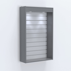 Витрина настенная №202-2В с верхней подсветкой и эконом панелью, Темно-Серый