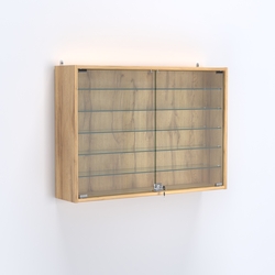 Витрина настенная №203-5А широкая с пятью стеклянными полками, Дуб Золотистый