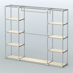 Торговая система ХРОМ без ДСП 2430 мм с полками ДСП и поручнями №3, Крем Вайс