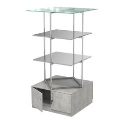 Торговые стенды Экспозиция с полками и тумбами №4 (с двумя зеркальными полками), Метрополитан Грей