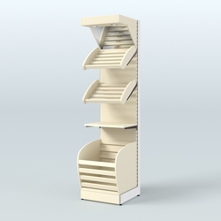 Стеллаж для хлеба и выпечки с нижней корзиной - накопителем и зеркальным фризом Феникс №14КФ, Крем Вайс