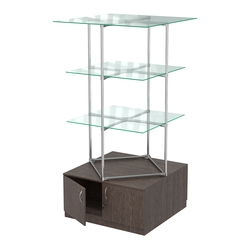 Торговые стенды Экспозиция с полками и тумбами №1 (с двумя стеклянными полками 6мм), Дуб Венге