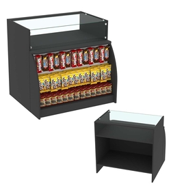 Торговый кассовый прилавок импульсных покупок с большой экономпанелью Импульс №3-2-900, Черный