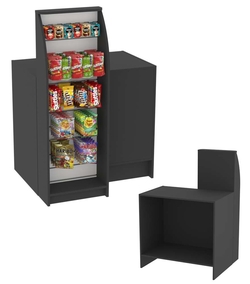 Торговый кассовый прилавок с высоким стеллажным модулем для импульсных покупок Импульс №2-2-450, Черный