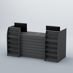 Ресепшен Атлант с накладными планками и наклонными полками №7, Темно-Серый