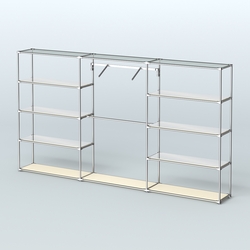 Торговая система ХРОМ без ДСП 3600 мм с зеркальными полками и поручнями №9, Крем Вайс