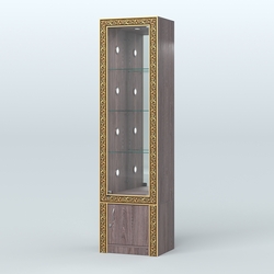 Витрина с декором и диодной подсветкой №ВБА-4С, Ясень Анкор темный